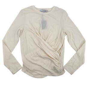 JOE’S JEANS SIZE LARGE LONG SLEEVE TWIST WRAP TOP CREAM Faux Wrap NWT SEE DESC